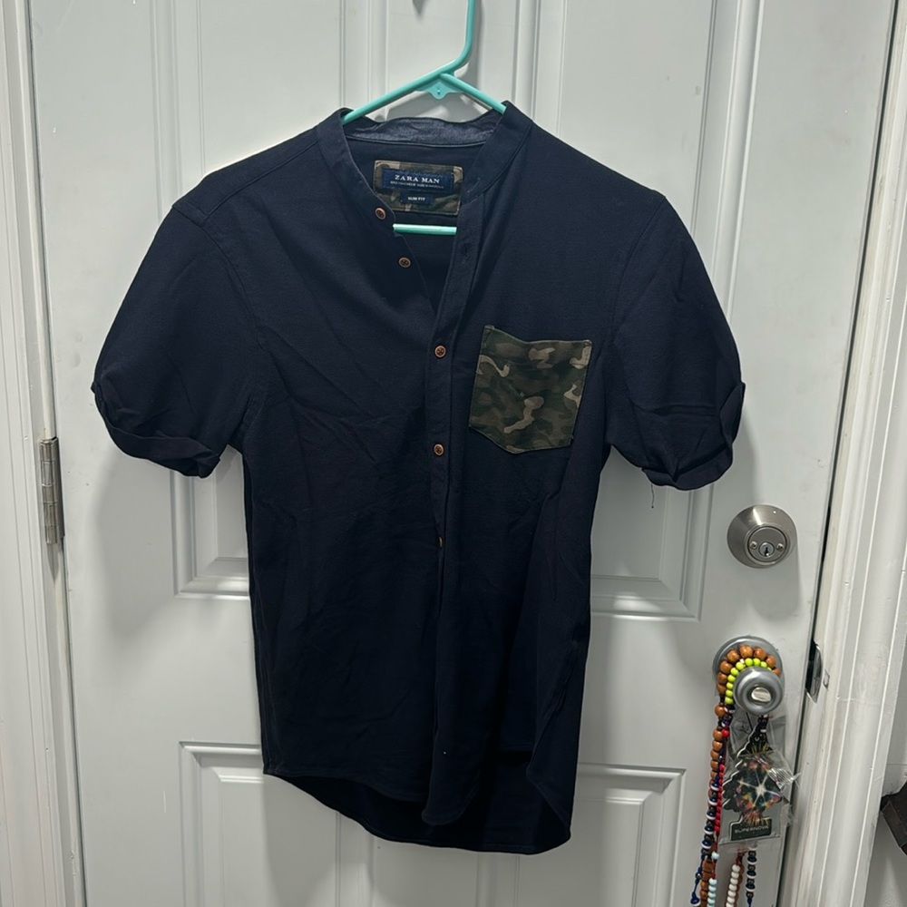 Zara short sleeve mandarin collar